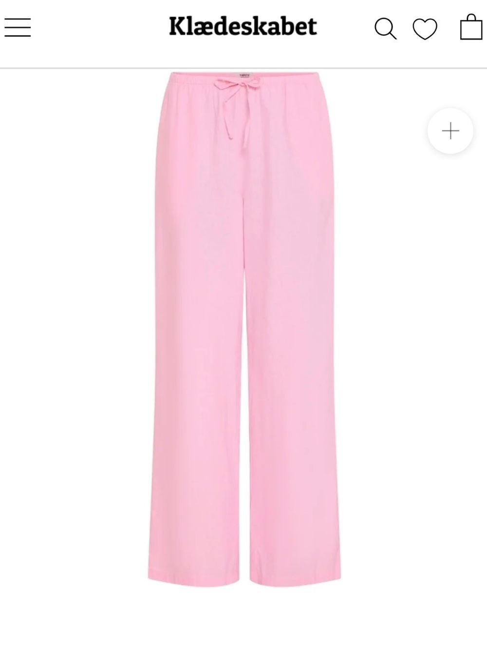 B Young Pink Straight-Leg Drawstring Linen Pants